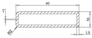 Армирующий профиль труба-квадрат 40 x 10 x 1,5 mm