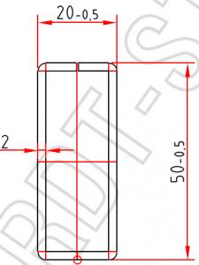 Армирующий профиль труба-квадрат 50 x 20 x 2,0 mm