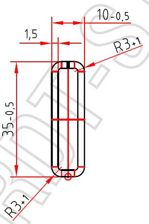 Армирующий профиль труба-квадрат 35 x 10 x 1,5 mm