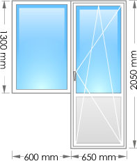 Балконный блок из глухого одностворчатого окна и двери